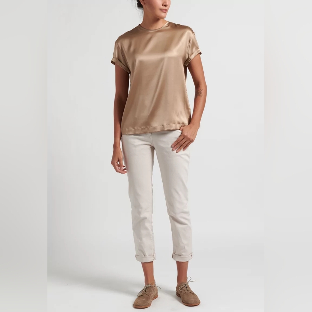 Brunello Cucinelli Slim Fit & Straight Jeans in Off White